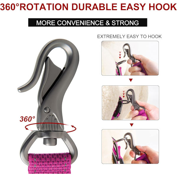 4 FT Heavy Duty Hundekobbel med 2 komfortable polstrede håndtak, trafikkhåndtak og avansert enkel snappkrok, reflekterende gåledning for store, mellomstore og S Rose4FT 4 Feet (Pack of 1)
