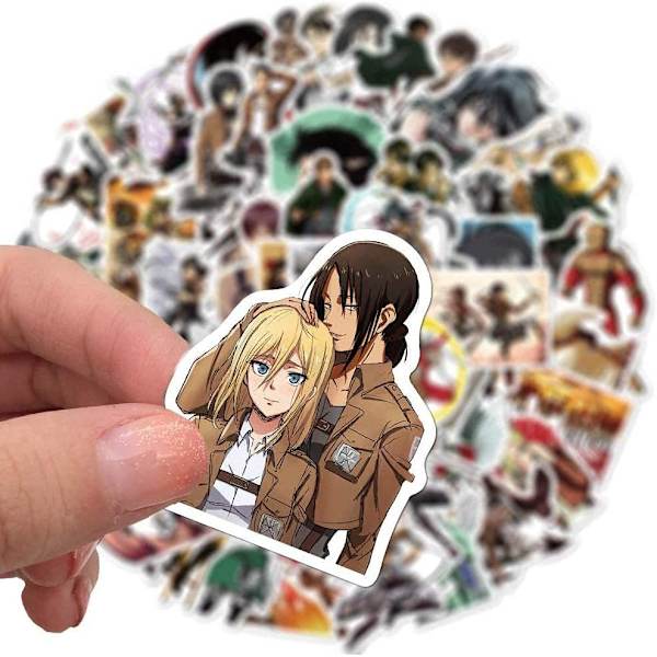 Anime Lys 3D Levi Ackerman Natlampe, 7 Farver Anime Figur LED Illusion Lampe & 100 stk Anime Stickers til Fødselsdag Julegave og Hjemmedekoration