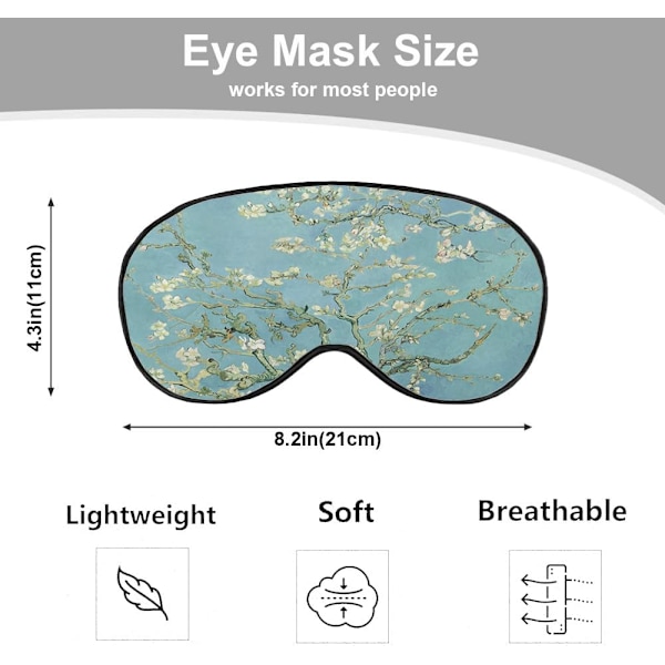 Sovmask Grön Blomma Van Gogh Målning Siden Sovmask Mjuk Ögonskugga för Män Kvinnor Pojke Flicka Flygresa med