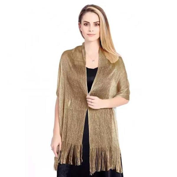 Dam Scarves Tunna Sjalar med Långa Fransade Hålsjalar För Kvällsklänningar- Guld