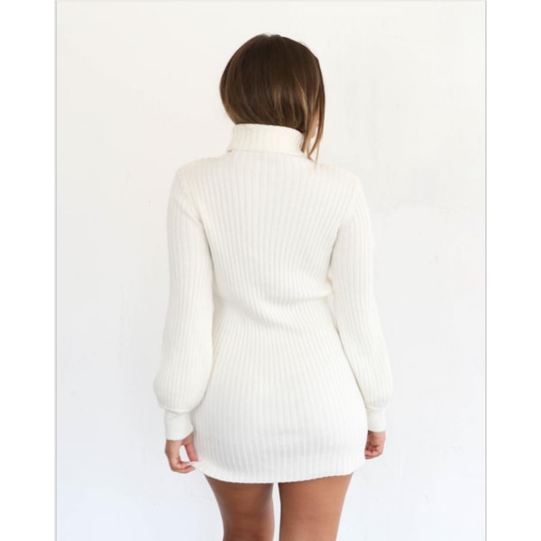 Kvinnors Mock Neck Ribbad Långärmad Bodycon Pullover Söt Miniklänning, Turtleneck Långärmad Stickad Pullover Sweater Bodycon