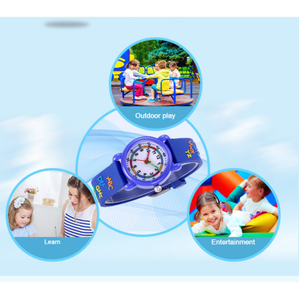 3D Kids Watch, Cute Cartoon Alphabet Printed Silicone Strap, Waterproof Watch for Girls and Boys 2-12 Years Old, Best Gift for Kids（Blue）