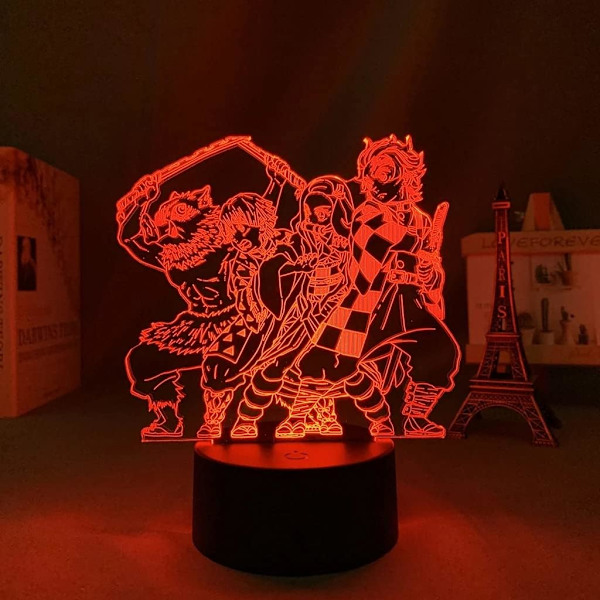 Animelampa Nattlampa LED-lampa Demon Slayer-lampa Tanjirou Kamado-lampa Zenitsu Agatsuma-lampa Nezuko Kamado-lampa Inosuke Hashibira-lampa 3D för barnsäng