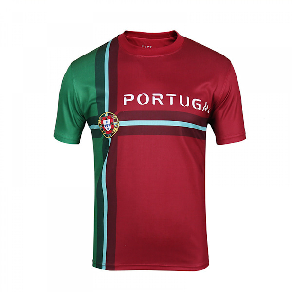 Sports Portugal Fodbold T-shirt – Jersey Style Kortærmet Atletisk Landshold National Fodboldhold Grafisk Aktiv Tee Top S