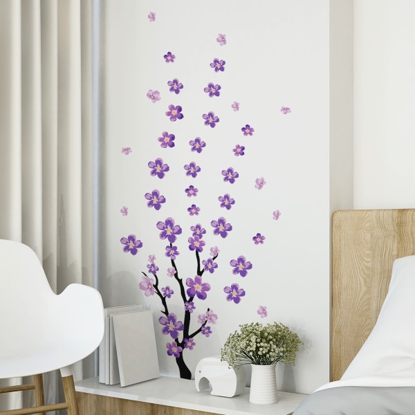 Klistermärken för väggdekorationer med blommor av plommonblommor