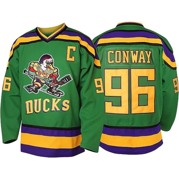 Men's Mighty Ducks 96 Charlie Conway 99 Adam Banks 33 Greg Goldberg Movie Hockey Jersey Grön 96 XL