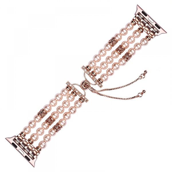 Pärlarmband för Apple Watch Series SE 8 7 6 5 4 3 2 1, Justerbart Agat Pärla iWatch 38/40/41mm Smycken Armband