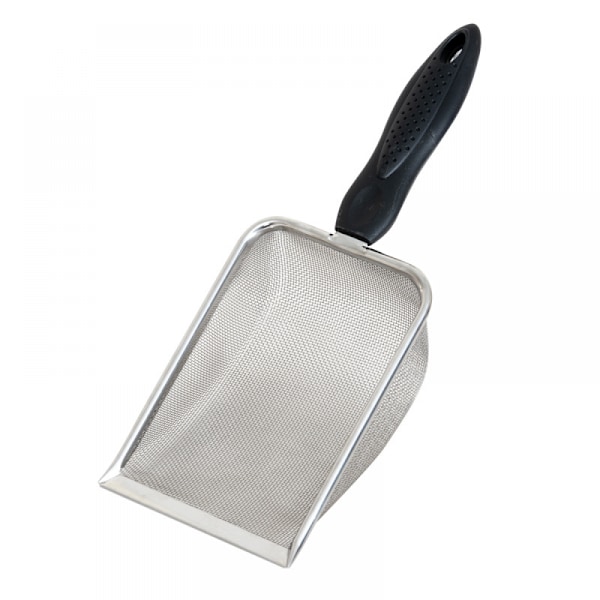 Rostfritt stål reptil sand botten spade spade sil finmask metall reptil sopor rengöring spade（1mm hål）