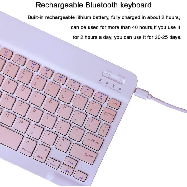 Ladattava Bluetooth-näppäimistö ja hiiri -yhdistelmä, ultraohut kannettava kompakti langaton hiiri-näppäimistö Android Windows -tabletille
