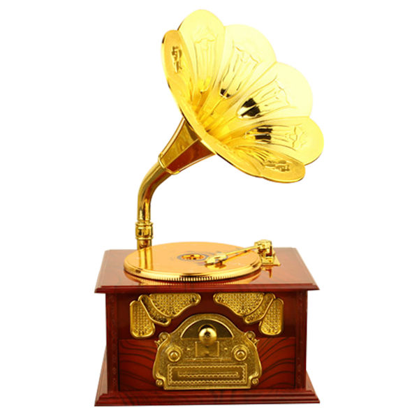 Retro Grammofon Musikbox Klassisk Grammofonspeldosa Musikbox för Hemskrivbordet Musikalisk Dekoration Brown