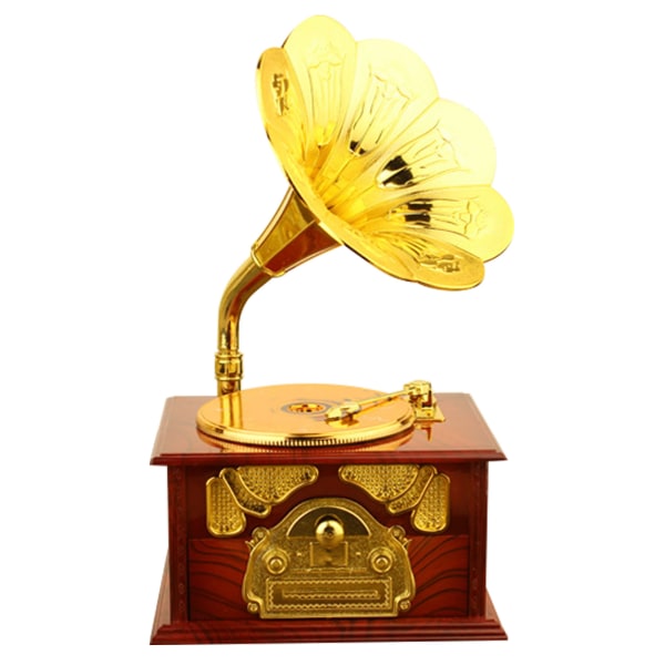 Retro grammofon musikkboks Klassisk fonografform musikkboks for hjemme-stasjonær musikkdekorasjon Brown