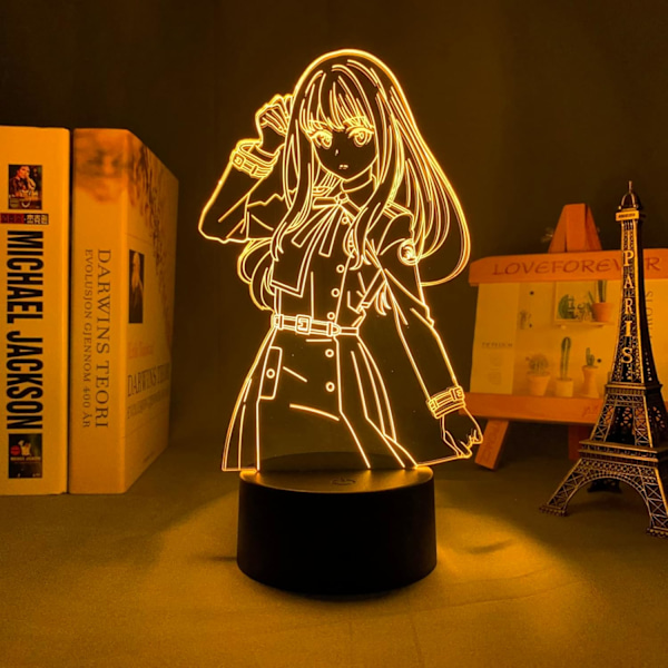 Manga LED Nattlampa Lycoris Recoil Takina Inoue för Barnrumsdekoration Födelsedagspresent Färgväxlande Lampa Anime