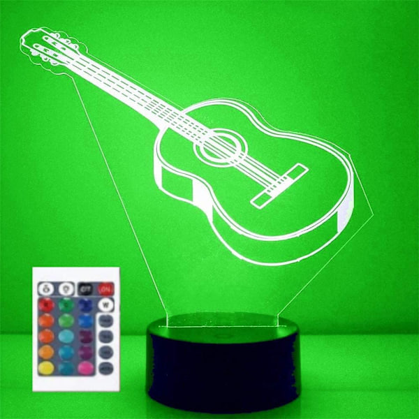 3D Sähkökitara Yövalo Musiikkilamppu Illuusio 7 Väriä Vaihtuva Kosketuskytkin Pöytä Koristelahja Akryyli Tasainen ABS-Jalusta USB-Kaapeli Leikki