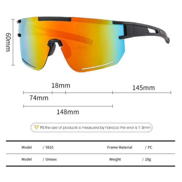 Pyöräilylasit, UV400-suojaus, ulkoilulajit, unisex, ajaminen, surffaus, juoksu, hiihto, kalastus（2）