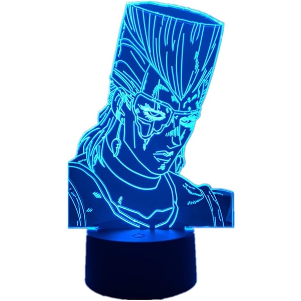 Akryl Jean Pierre Polnareff 3D Lampe Anime Illusions LED Nattelys Jente Gutter Bursdagsgave 7/16 Farger Berøringsfjernkontrollbryter