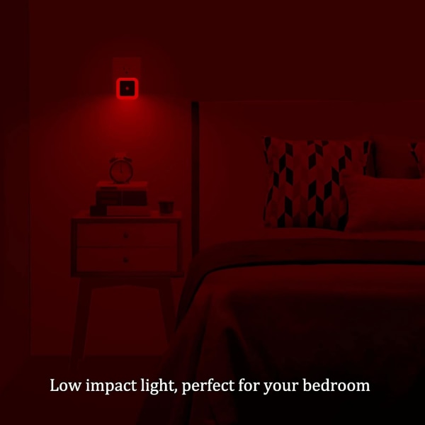 [ Pakke med 4 ] Rød nattelys, stikkontakt LED væglampe med skumring til daggry sensor, automatisk tænd/sluk - perfekt til soveværelse, børn og børneværelse
