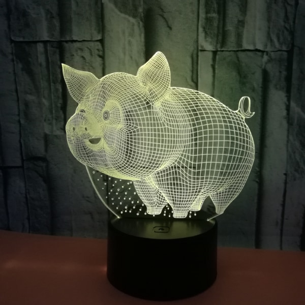 Gris nattlys 3D illusjonslampe Berøring 7 fargeendring Soverom dekor Jente Barn Bursdagsgave Lekegriser Gaver