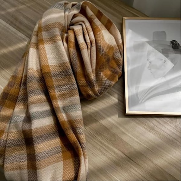 Sjal för Kvinnor Vinter Höst Cashmere-Känsla Flerfärgad Rutiga Sjal Mode Långa Sjal Kollade Halsdukar Mjuk Varm