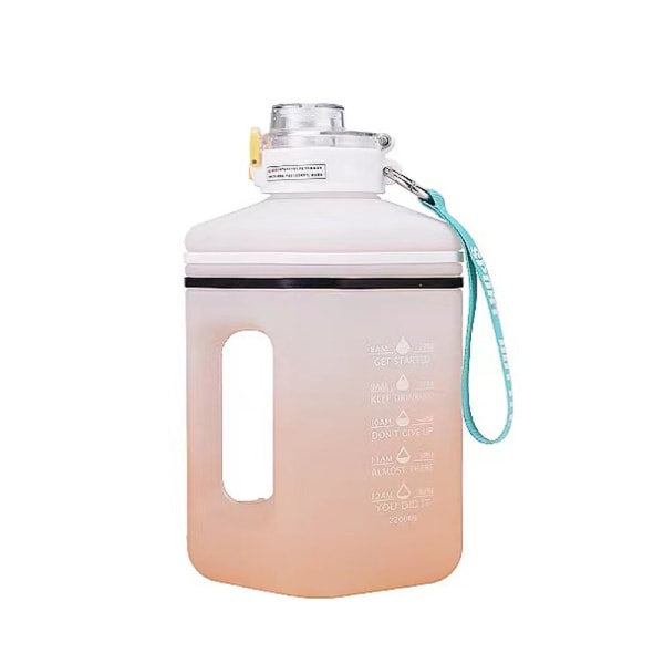 Ton ton cup bucket pot super large capacity fitness outdoor sports water bottle plastic cold water cup 2.2L gradient white