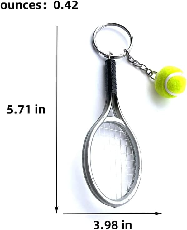 Värillinen minitennismaila pallolla avaimenperä Silver