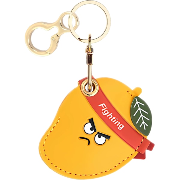 Læder nøglering holder etui kompatibel med Apple AirTag, sød beskyttende Air Tag cover med nøglering, anti-scratch finder GPS tracker etui til Mango