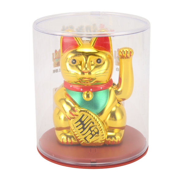 4 tuuman aurinkoenergialla toimiva onnenkissa heiluttavalla kädellä, aurinkovoimalla toimiva Feng Shui -onnenkissat, onnenkutsuvat heiluttavat vaurauden kissat, kodin sisustus  MLY23056 4 Gold