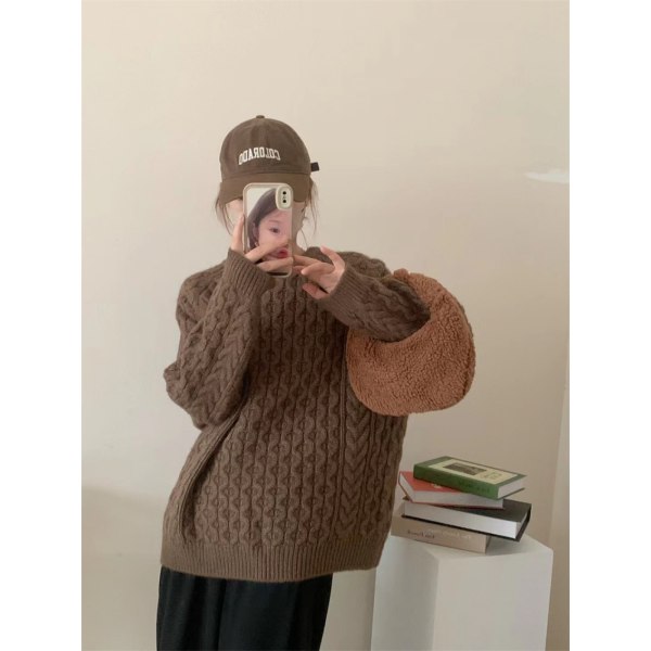 Dam tröjor Slouchy långärmad stickad pullover jumper