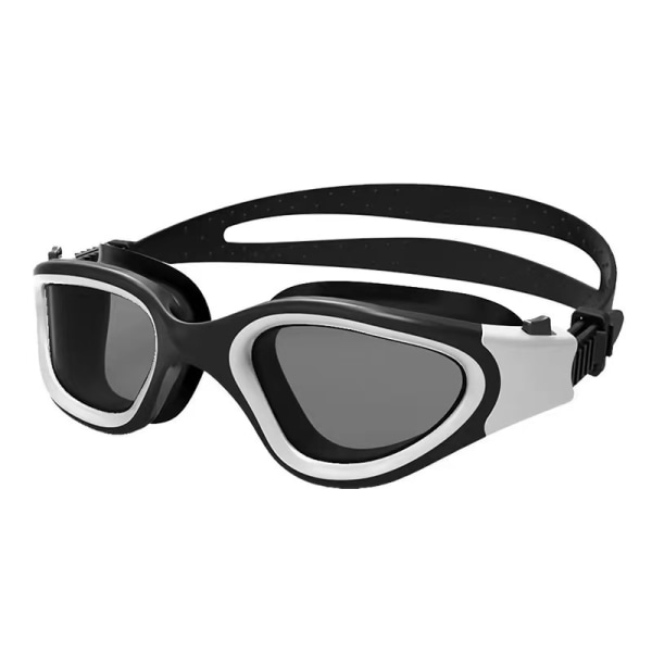 Store ramme svømmebriller unisex svømmebriller HD vanntett anti-tåke svømmebriller Black White Transparent