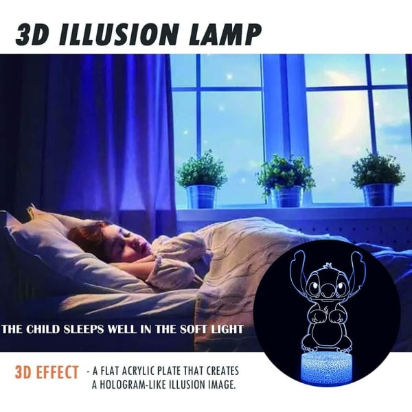 3D Illusion Dustin Figurine Nattlampa, 16 Färger Ändringsbar Skrivbordslampa med Fjärrkontroll Barn Sovrumsdekoration, Kreativ Belysning för Barn Födelsedag