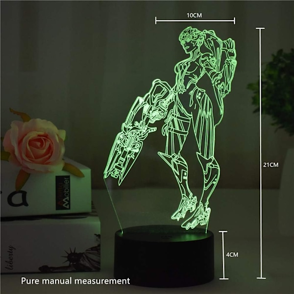 Widowmaker Fargerike LED-lys 3D nattlys USB bordlampe 7 farger berørings-/fjernkontroll 16 farger Mote hjemmedekorasjon Kreative barneggaver
