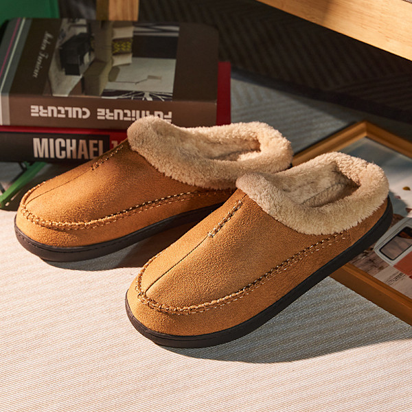 Herr Momery Foam Clog Tofflor Bekväma Handgjorda Stygn Mikrosuede Slip-on Husskor Med Stöd För Fotvalvet Varma Konstgjorda Pälsfodrade Gummisula Inomhus Utomhus