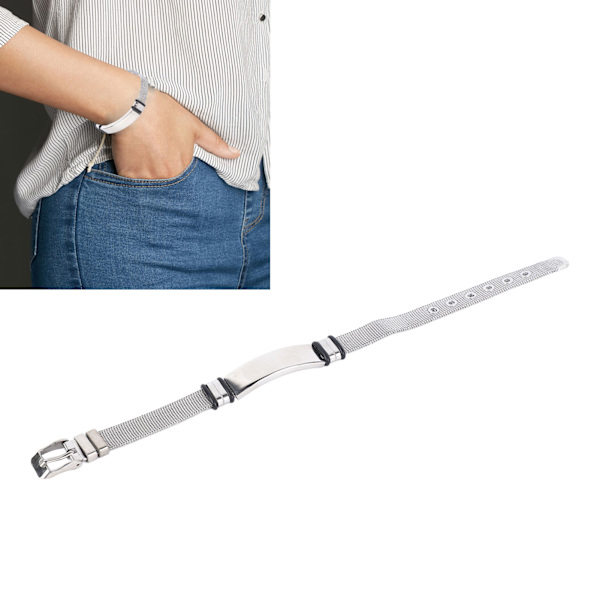 Unisex Rostfritt Stål Armband Justerbar Storlek Svettbeständig Stilrent Mesh Armband för Dagligt Bruk