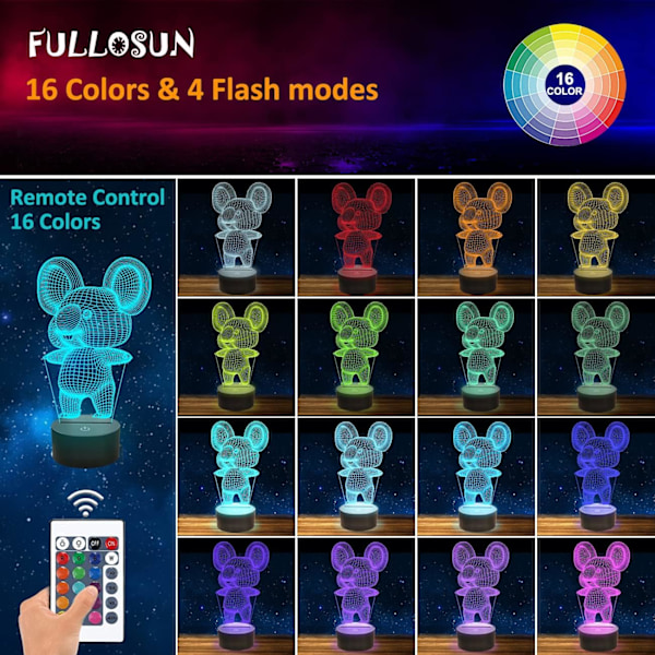 3D Koala Nattlampa Djur Illusion LED-lampa för Barnrumsdekoration med Fjärrkontroll 16 Färgväxlande Unik Jul Halloween Födelsedagspresent