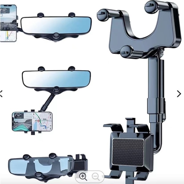360° roterbar og sammenklappelig biltelefonholder, multifunktionel justerbar biltelefonholder, universel bilbakspejlsbeslag