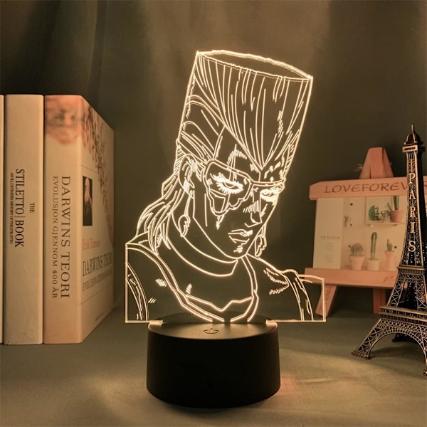 Akryl Jean Pierre Polnareff 3D Lampe Anime Illusions LED Nattelys Jente Gutter Bursdagsgave 7/16 Farger Berøringsfjernkontrollbryter