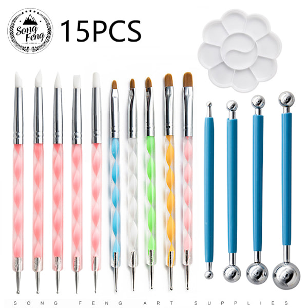 15PCS Dotting Painting Tools Med Mandala Set Pen Dotting Med Kit Ball Stylus Clay Sculpting Carving Tools För Lera Keramik Hantverk, Målning Stenar