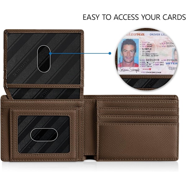 Herre Wallets Slim Rfid Læder 2 ID Vindue Med Gaveæske palm coffee
