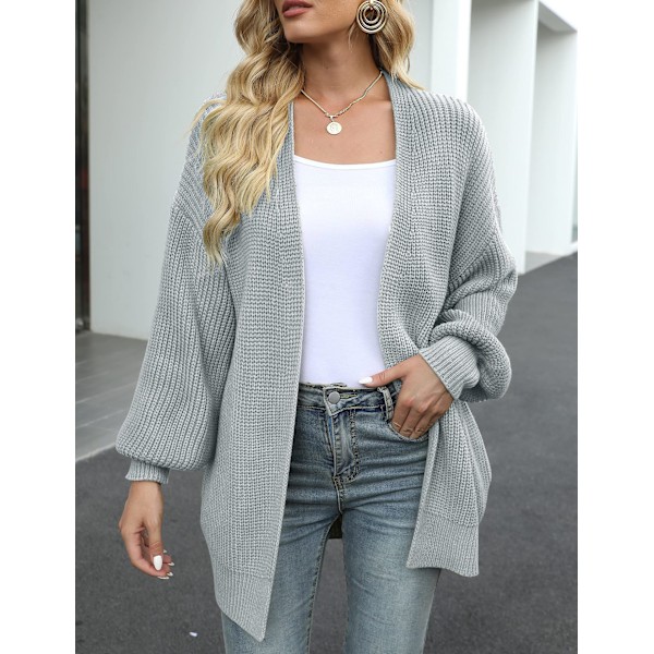Kvinners Cardigan Tykk strikket genser Oversized Ballong erme Cardigan Jakke, Myk, behagelig og hudvennlig.