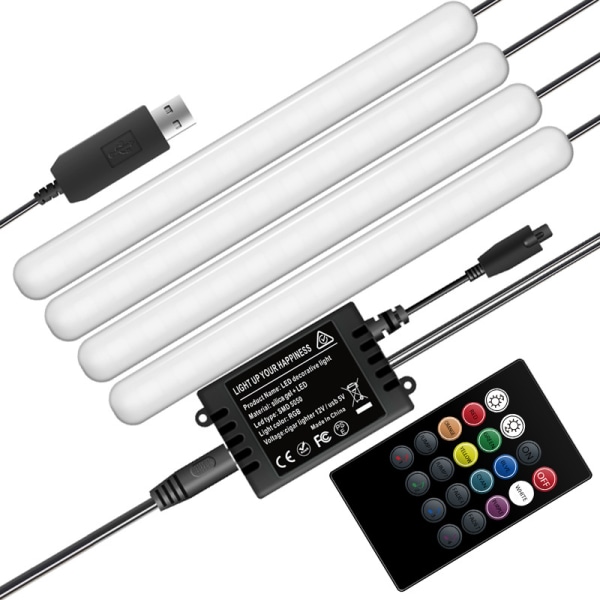 Fotljudsaktiverad LED-bil färgglad musikrytmljus-RF-F8/U (en för fyra röstaktiverad RFUSB (ett set)