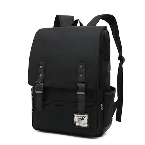 Vattentät bärbar ryggsäck för handbagage, arbetsryggsäck för affärsresor, skolväska, moderiktig skolväska för högskolan Black Zipper All Black M