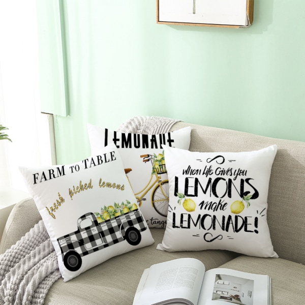 JUSTUP Citron höst kuddfodral gult citrontryck kudde mjuk modern bondgård för sovrum soffa vardagsrum 18 x 18 tum (Citron 18)