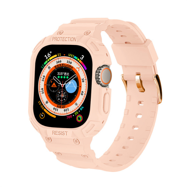 Apple Watch Ultra 49mm rannekkeelle case，Iskunkestävä pehmeä nestesilikoni Sport Watch Rannekorjet rannehihna suojaavalla puskurin cover