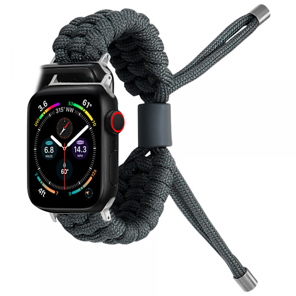 Paracord-ranneke, säädettävä punottu ranneke Apple Watch -sarjaan 7/8 45 mm, Paracord-rannekoru, nailonista punottu ranneke