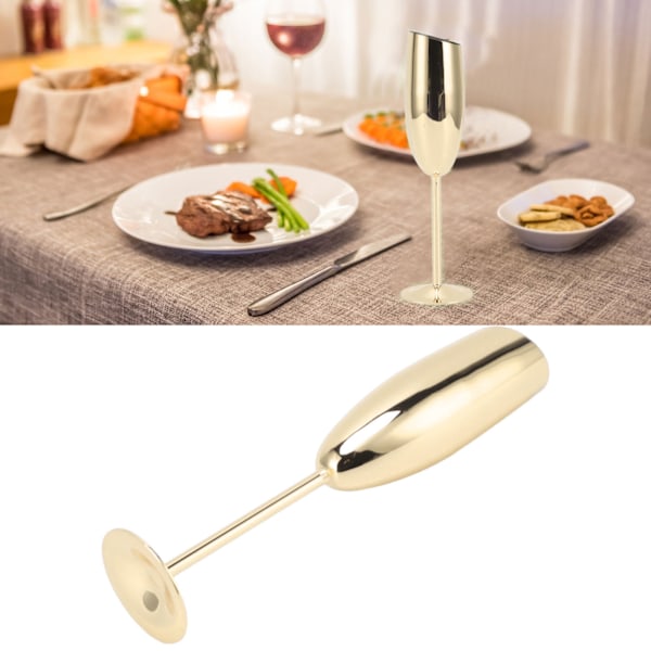 Rustfrit og misfarvningsresistent metalgoblet med skrå mund, rustfrit stålglas til champagne til fest, fest, hjem, belagt Gold