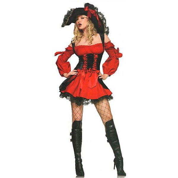 Naisten merirosvopuku Seksi Halloween-merirosvopuvut Asu roolileikkimiseen Julma merirosvokapteenin mekko