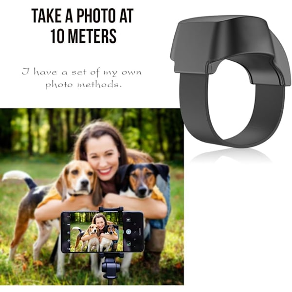 Laddningsbar Bluetooth 5.1 Smart Ring Selfie Fjärrkontroll för iPhone & Android Trådlös Fjärrkontroll Selfie Slutarsläpp Black