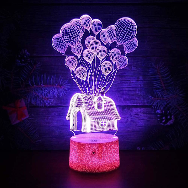 Ballonghus 3D Illusion Nattlampa Leksaker, 16 Färger Byter Smart Touch & Fjärrkontroll, Heminredning LED Sängbord Bordslampa