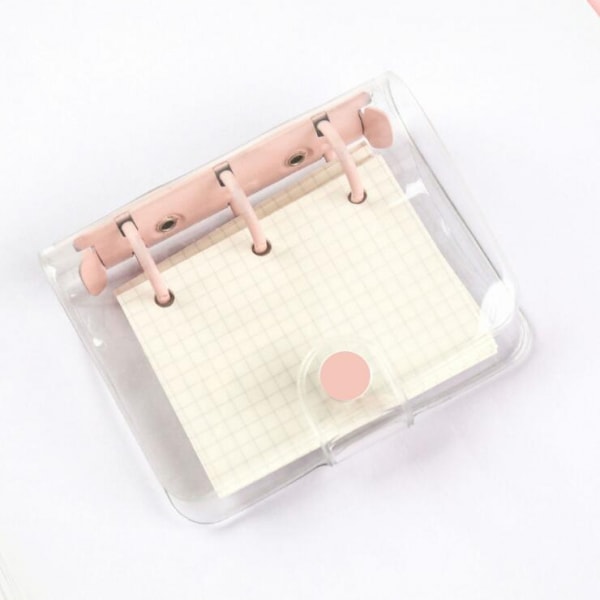 Ny 3-håls lösblads anteckningsbok mini PVC transparent fodral bärbar lösblads spole handbok