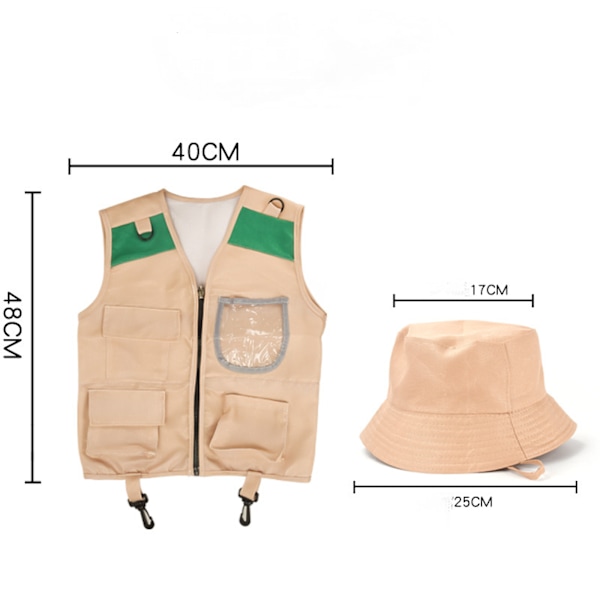 Barn utomhus explorer äventyr set utomhus exploration kit set med väst hatt för åldrarna 3-7 pojkar flickor camping vandring lek halloween kostym