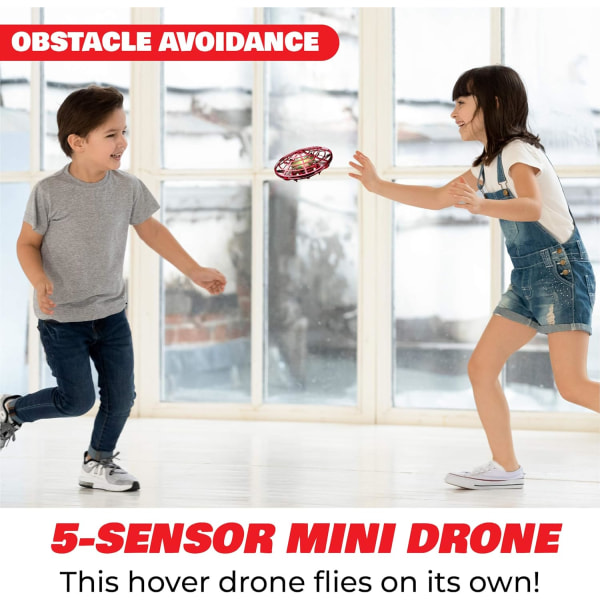 Handstyrd drönare för barn eller vuxna - Hands Free Motion Sensor Mini Drone, Lätt inomhus liten UFO-leksak Flygande boll Drone Leksak för pojkar och flickor (röd)